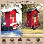 Squirrel Proof Bird Feeder, Red Metal Bird Seed Feeder for Outdoors Hanging Chew-Proof, 6lbs Large Seed Capacity for Cardinal, Finch, Sparrow, Blue Jay, Swallow