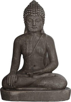 John Timberland Sitting Buddha Statue Sculpture Zen Asian Japanese Garden Decor Outdoor Front Porch Patio Yard Outside Home Balcony House Exterior Weathered Light Sandstone Finish 29 1/2" Tall