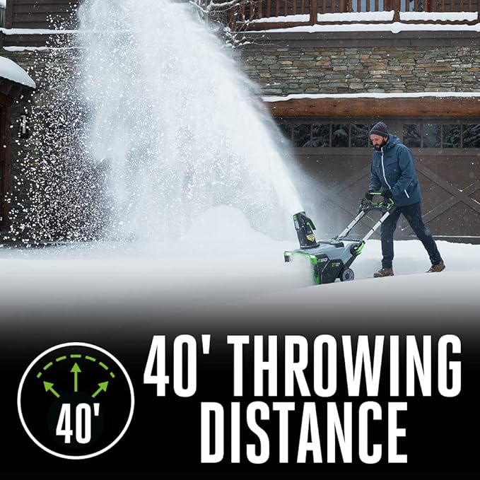 EGO Power+ SNT2112 21-Inch 56-Volt Lithium-Ion Cordless Snow Blower with Peak Power and Steel Auger - (2) 5.0Ah Batteries and Dual Port Charger Included