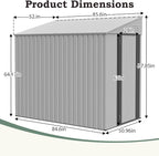 4x8 FT Outdoor Storage Shed,Lean to Lockable Metal Garden Shed Steel with Reinforced Beams,All Weather Waterproof Storage House W/Lockable Door&2 Air Vents,for Backyard,Patio,Lawn,Garden,White