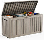 DRATO 75 Gallon Deck Box, Waterproof Resin Large Outdoor Storgae Box for Patio Furniture, Patio Cushions, Gardening Tools, Pool Supplies, Lockable
