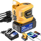 Real 200W Power Inverter Compatible with Dewalt 20V Max, Battery Inverter DC 20V to AC 110V-120V, LIVOWALNY Power Adapter with a 5AH Battery & a Charging Station & 2 USB-A & 1 Type-C & 1 AC Outlet
