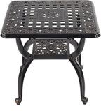 Cast Aluminum Outdoor Side Table,Small Patio Table,Outdoor Coffee Tables for Patio,Garden,Balcony, for All Weather (Copper, Square)