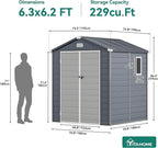 YITAHOME 6x6FT Outdoor Storage Shed w/o Floor, All-Weather Plastic Shed with Lockable Doors, Window & Vents, Plastic Tool Shed for Backyard, Patio, Poolside, Lawn, Gray