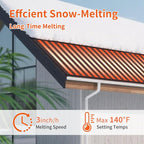 Snow Melting Mats for Roof Valley Walkways, Anti-Slip 120V Outdoor Heated Ice Removal, Roof Deicing System Black 19 in x 11.5 ft