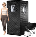 Portable Infrared Sauna for Home, One Person Steam Sauna, Full Body Sauna Tent for Relaxation,1 Person Steam Sauna Box with 660nm Red Light Therapy, 3L&1100W Sauna Steamer, Folding Chair