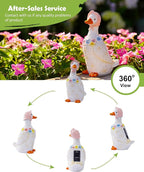 Nacome Solar Goose Outdoor Statues for Garden: Outside Decor with Glowing Flower Clearance for Porch Yard Art Lawn Ornaments Patio Balcony - Birthday Gifts for Women Mom Grandma(White)