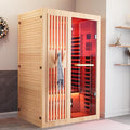 MEISSALIVVE Full Spectrum Sauna for Home, 1~2 Person Indoor Infrared Sauna Room with 10 Minutes Warm-up Heate, Canadian Hemlock Wood Home Infrared Sauna with Bluetooth and Tempered Glass