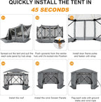 COBlZl Pop Up Gazebo 12x12 Screen House Tent for Camping, Outdoor Instant Stargazing Gazebo Canopy with Awning 2.0, Portable Hub Tent with Removable Sidewalls,Pavilion for Backyard,Gray