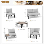 Sophia & William 7 Piece Outdoor Patio Furniture Set, Metal Sectional Sofa Patio Conversation Set with Cushions-2 x Single Sofa with Side Table, 2 x Single Chair, 2 x Loveseat, 1 x Tea Table