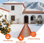 Snow Melting Mats for Roof Valley Walkways, Anti-Slip 120V Outdoor Heated Ice Removal, Roof Deicing System Black 19 in x 8 ft