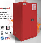 FireKing Red Flammable Safety Cabinet, Combustible Liquids Flammable Storage Cabinet, 60 Gallon Steel Safety Cabinets with Manual Door for Commercial, Industrial & Home Use, 34" x 34" x 65"