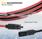 BougeRV 20 Feet 8AWG Solar Extension Cable with Female and Male Connector with Extra Pair of Connectors Solar Panel Adaptor Kit Tool (20FT Red + 20FT Black)