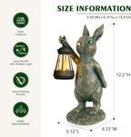 MININOVA Rabbit Garden Statues with Solar Lantern Bunny Outdoor Resin Sculpture for Patio Yard Lawn Decorations Gifts for Mother’s Day Housewarming Christmas
