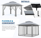 11x11 Pop Up Instant Gazebo Tent for Backyard, With Portable Carrying Bag, Outdoor Canopy Gazebos Waterproof With Mosquito Netting