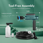 Hooyeah Portable Cordless Pressure Washer, Lithium Battery Powered Handheld Water Sprayer, Max 217 PSI, 5-in-1 Nozzle & Foam Pot, Type-C Charging Foldable Pressure Washer Gun for Car, Bikes, Patios