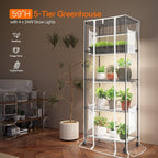 Bstrip Indoor Greenhouse with Grow Light, Mini Green house with 4 Pack 24W Full Spectrum Plant Lights with Timer, Plant Shelf with Tent for Indoor Plant, Seed Starting, Seed Tray, 23.5"x13.8"x59"