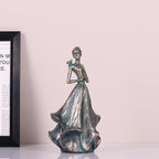 QIANLING 7'' Fairy Statue - Leaf Angel Girls with Bird Sculptures Resin Home Decor, Decorations Figurines Gift for Inside or Outside, Office, Living, Cabinets, Book Shelf or Outdoor Garden Yard