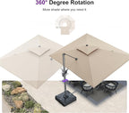 PURPLE LEAF Patio Umbrella with Base Included 9' X 12' Cantilever Outdoor Double Top Large Rectangle Umbrella Heavy Duty 360° Rotation Offset Hanging Umbrella for Garden Deck Pool Spectrum Sand