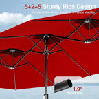 Joyside 15FT Large Patio Umbrella with Base Included, Outdoor Double Sided Umbrella, Rectangle Umbrella with Crank Handle, 12 Sturdy Ribs for Deck, Porch and Pool