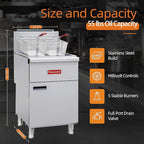 Commercial Gas Floor Fryer with 2 Baskets, 150000 BTU Propane Fryer - Only Commercial Use, 5 Heating Tubes, 80 lb Capacity Deep Fryer for Restaurants, Fast Food, Food Trucks