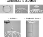 LIGHTSHARE 12IN 96LED Light Ball Yard Decoration Pathway Lights Sphere Light with Fold Flat Metal Frame Indoor Outdoor Waterproof Garden Lights, Plug in