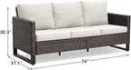 Rilyson Wicker Outdoor Couch Patio Sofa - 3 Seater Rattan Outdoor Patio Couch with Waterproof Wicker,Comfortable Cushions and Sturdy Metal Frame for Outside Porch Deck Backyard(Brown/Beige)