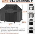 Arcedo Grill Cover 58 Inch Compatible with Weber Genesis II LX and Genesis 300 Series 3 Burner Grills, Waterproof Heavy Duty Outdoor Gas BBQ Cover Compared to 7130