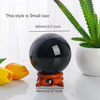 Modaier Black Small Obsidian Crystal Ball 60mm/2.3 inch with Rose Wooden Stand and Gift Box for Home Decor,Meditation,Fortune Teller,Halloween,Scrying,Magic,Crystal Orb Prop Decorative Glass Sphere