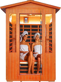 Outdoor Sauna 2 Person Sauna Infrared Saunas Dry Sauna Room Red Cedar and Canadian Fir Wood Wooden Sauna Spa 2080W Red Light Lamp 48.8 * 38.19 * 81.89inch