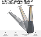 LAUSAINT HOME Hexagon Pyramid Patio Heater, 48,000 BTU Outdoor Patio Heater All Stainless Steel, Upgraded Quartz Glass Tube Propane Heater for Backyard Commercial, Tip-Over Protection, Cover & Wheels