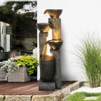 Outdoor Garden Water Fountain-Indoor Polyresin Waterfall Floor-Standing Fountains with LED Lights for Garden, Patio, Deck, Porch, Yard Art Decor (40inch)