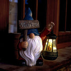 Garden Gnome Outdoor Decoration Solar Gnomes Statue with Lantern LED Lights,Terrace Courtyard Lawn Patio Porch Fall Decoration Halloween Christmas Housewarming Gift for Mom Women, Gnome Blue