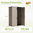 Devoko Outdoor Storage Cabinet 50 Cu Ft with Lockable Doors, Vertical Storage Shed Waterproof Patio Tools Storage Box for Sofa Cushions, Gardening Tools and Accessories (Beige)