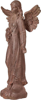 John Timberland Large Tall English Tudor Angel Garden Statue Sculpture Catholic Religious Holy Decor Outdoor Garden Front Porch Patio Yard Outside Home House Iron Rust Finish Resin 41 1/2" High