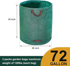 Hugeleaf 3 Packs 72 Gallon Reusable Yard Waste Bags, Collapsible Leaf Bags with Reinforced Handles, Extra Large Heavy Duty Garden Waste Bags for Leaves Garden Clean Up