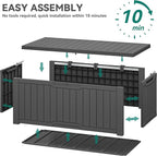 YITAHOME 120 Gallon Resin Deck Box, Weather Resistant Outdoor Storage Box for Patio Cushions, Garden Tools, Pool Supplies, Lockable, Easy Assembly, Extra Seat or Table (Dark Gray)