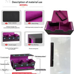 Card Deck Box for mtg – Fits 100+ Double-Sleeved Cards, Dual Commander Display with Dice Tray, PU Leather Organizer for TCG, CCG, Sports Cards (Black&Purple)