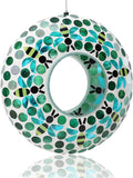 Yinns Bird Feeder - Fly Through Hanging Glass Large Bird Feeders for Outdoors Circle Wild Bird Mosaic Feeders Seed Container 9 inch