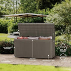 180 Gallon Resin Deck Box, Waterproof Outdoor Storage Bin for Patio Furniture, Pool Accessories, and Garden Tools, Lockable & UV-Resistant, Grey