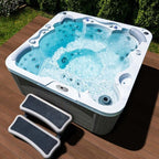 Bueno Spa Jersey 6 - Person 46 - Jet Acrylic Hot Tub with New Arctic Max Insulation, Ozonator, and Cover in Ice White