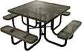 COATEDOUTDOORFURNITURE Heavy-Duty Portable Outdoor Picnic Table with Umbrella Hole, Punched Steel Commercial-Grade Patio Dining Furniture Made in America (46" Square Top, Textured Gold Vein)
