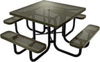 COATEDOUTDOORFURNITURE Heavy-Duty Portable Outdoor Picnic Table with Umbrella Hole, Punched Steel Commercial-Grade Patio Dining Furniture Made in America (46" Square Top, Textured Gold Vein)