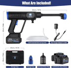 Cordless Pressure Washer,1450PSI Portable Power Washer 2 Rechargeable 20000mAH Batteries,Brushless Powered Washer Gun 6-in-1 Nozzle,Hand Held Pressure Washer for Washing Car/Fence/Garden/Floor/Yards