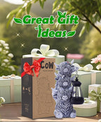 Solar Highland Cow Outdoor Decor:Garden Statue Outside Lantern Ornaments for Yard Lawn Patio Porch- Unique Gifts for Mom Women Grandma(Grey)