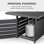 Wisteria Lane 54.3” Outdoor Patio Aluminum Fire Pit Table, 50000 BTU CSA Certified Propane Gas Fire Pit, Rectangular Fire Table w/Stainless Burner, Lava Rock, Waterproof Cover