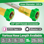 Female to Female Leader Hose for Hoses Reel, 15ft Metal Leakproof Short Garden Hose Connector, Heavy Duty 304 Stainless Steel Flexible Water Pipe for Outdoor Garden Watering Car Pet Cleaning