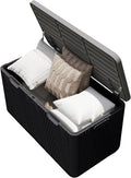Kingdura 110 Gallon Outdoor Storage Box, Waterproof Resin Deck Box for Indoor and Outdoor Use, Lockable Storage Container for Patio Furniture Cushions Garden Tools (Black, 110 Gallon)