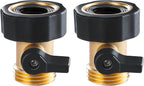 Twinkle Star Heavy Duty Brass Shut Off Valve Garden Hose Connector, Set of 2, TWIS3001