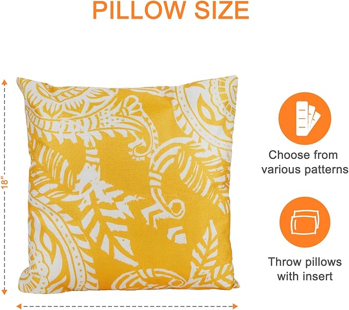Outdoor Throw Pillows Waterproof Set of 2 Patio Pillows 18×18 Inch Decorative Pillows for Bed, Couch, Sofa and Patio Furniture